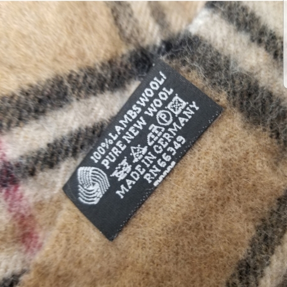 Valentin Fraas 100% pure lamb's wool brown plaid fringe scarf - Picture 8 of 9